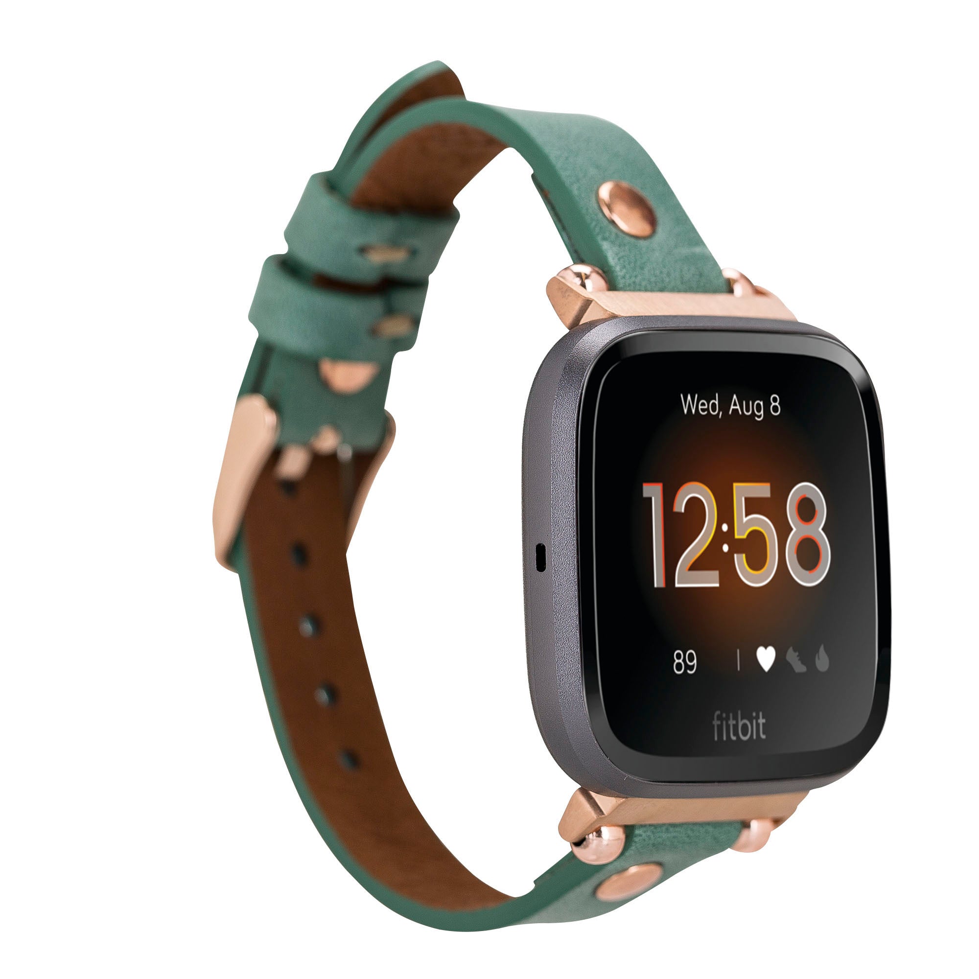 Ferro Strap - Full Grain Leather Band for Fitbit Versa 3 / Fitbit Sense / Fitbit Versa 2 / Fitbit Versa 1 / Fitbit Versa Lite - GREEN - saracleather