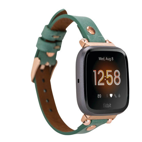 Full Grain Leather Band for Fitbit Versa 3 / Fitbit Sense / Fitbit Versa 2 / Fitbit Versa 1 / Fitbit Versa Lite - GREEN - saracleather