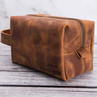 Eve Toiletry / Make Up Leather Bag (X Large) - TAN - saracleather