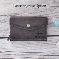 Envelope RFID Blocker Mechanism Pop Up Leather Business / Credit Card Holder - GRAY - saracleather