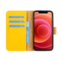 Magic Magnetic Detachable Leather Wallet Case for iPhone 12 Mini (5.4") - YELLOW - saracleather