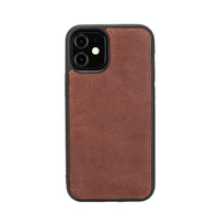 Magic Magnetic Detachable Leather Wallet Case for iPhone 12 Mini (5.4") - BROWN - saracleather