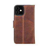 Magic Magnetic Detachable Leather Wallet Case for iPhone 12 Mini (5.4") - BROWN - saracleather