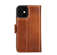 Magic Magnetic Detachable Leather Wallet Case for iPhone 12 Mini (5.4") - EFFECT BROWN - saracleather