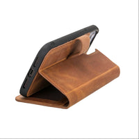 Liluri Magnetic Detachable Leather Wallet Case for iPhone 12 (6.1") - TAN - saracleather