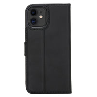 Liluri Magnetic Detachable Leather Wallet Case for iPhone 12 Mini (5.4") - BLACK - saracleather