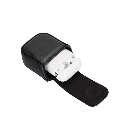 Jojo Leather Case for AirPods 1 & 2 - BLACK - saracleather