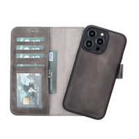 Magic Magnetic Detachable Leather Wallet Case with RFID for iPhone 14 Pro Max (6.7") - GRAY