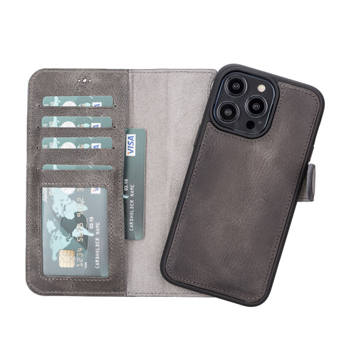 Magic Magnetic Detachable Leather Wallet Case with RFID for iPhone