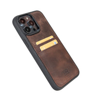 Flex Cover Leather Back Case with Card Holder for iPhone 14 Pro Max (6.7") - BROWN