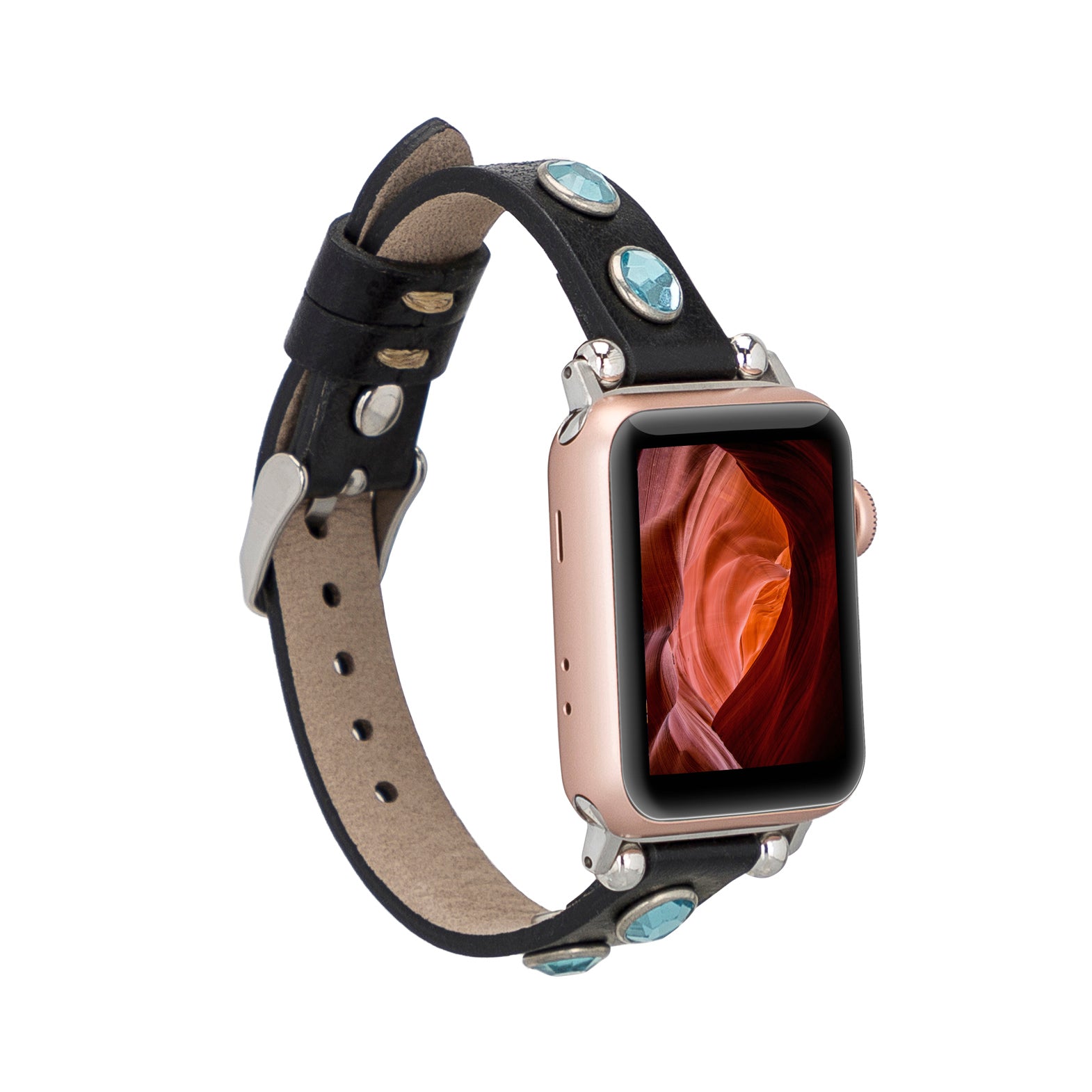 Solitaire Ferro Strap - Full Grain Leather Band for Apple Watch / BLACK