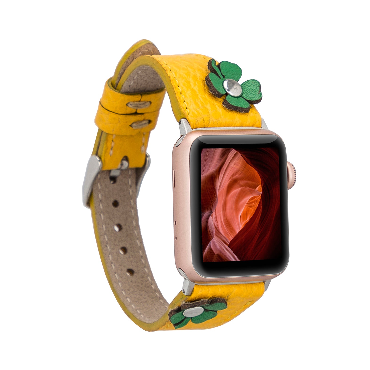 Clover Slim Strap - Full Grain Leather Band for Apple Watch - YELLOW