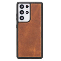 Liluri Magnetic Detachable Leather Wallet Case for Samsung Galaxy S21 Ultra 5G (6.8") - TAN - saracleather