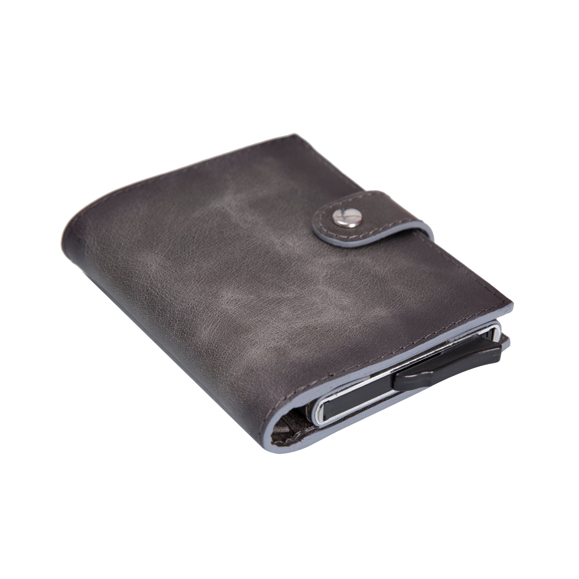 Palermo RFID Blocker Mechanism Pop Up Leather Wallet - GRAY - saracleather