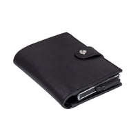 Palermo RFID Blocker Mechanism Pop Up Leather Wallet - BLACK - saracleather
