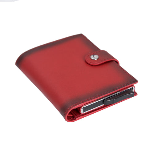 Palermo RFID Blocker Mechanism Pop Up Leather Wallet - RED - saracleather