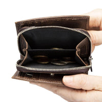 Vero Women's Leather Zipper Wallet - BROWN - saracleather