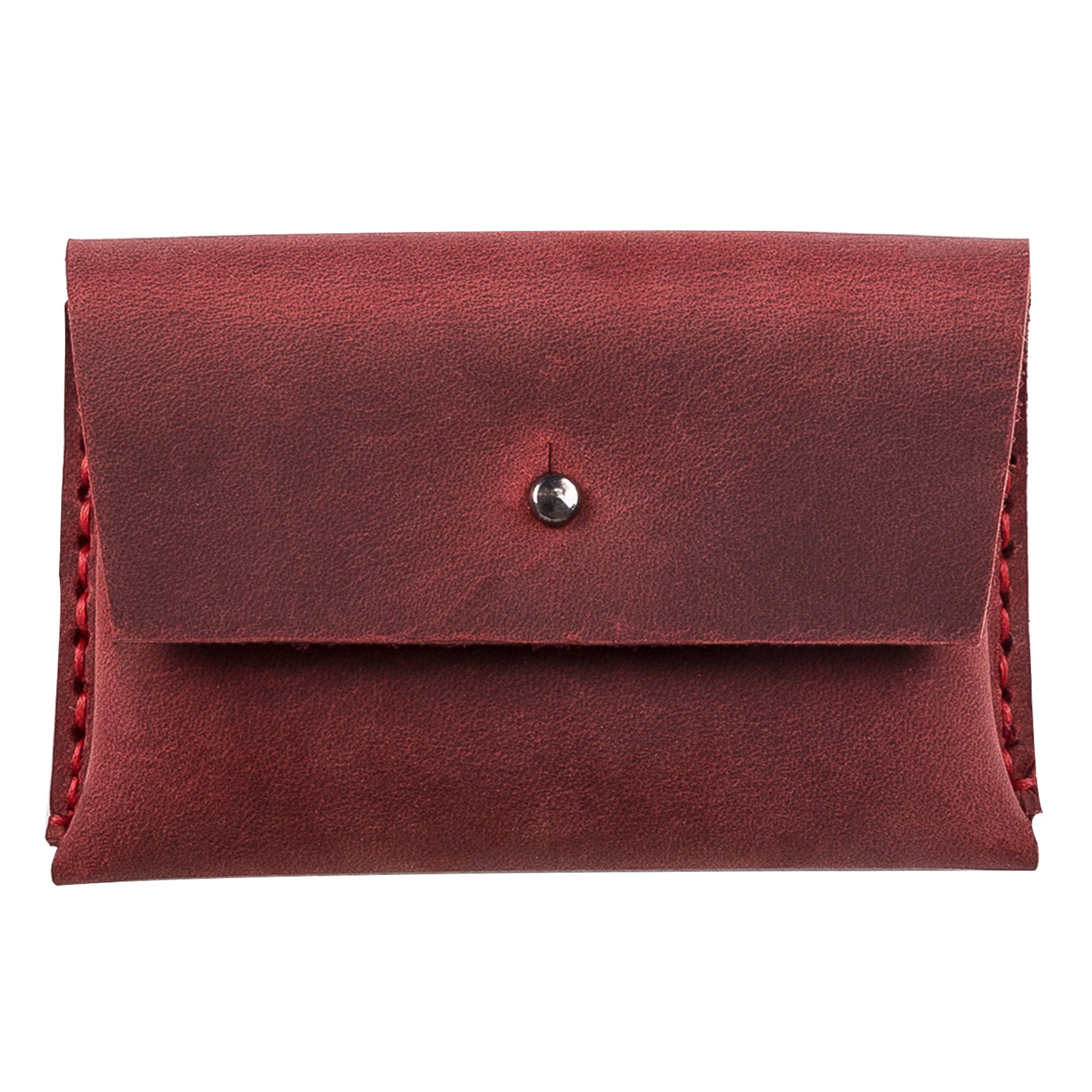 Dione Leather Business Card Holder - RED - saracleather