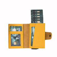 Mondello RFID Blocker Mechanism Pop Up Leather Wallet - YELLOW - saracleather
