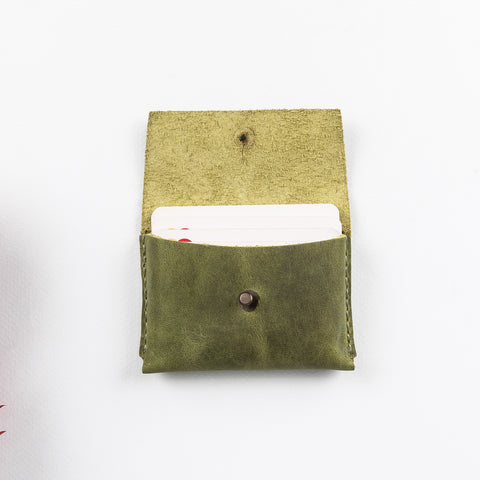 Dione Leather Business Card Holder - GREEN - saracleather