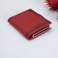 Palermo RFID Blocker Mechanism Pop Up Leather Wallet - RED - saracleather