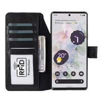 Magic Magnetic Detachable Leather RFID Blocker Wallet Case for Google Pixel 7 Pro (6.7") - BLACK