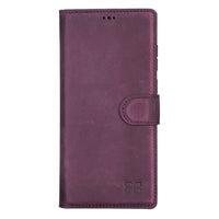 Magic Magnetic Detachable Leather RFID Blocker Wallet Case for Samsung Galaxy S22 Ultra (6.8") - PURPLE