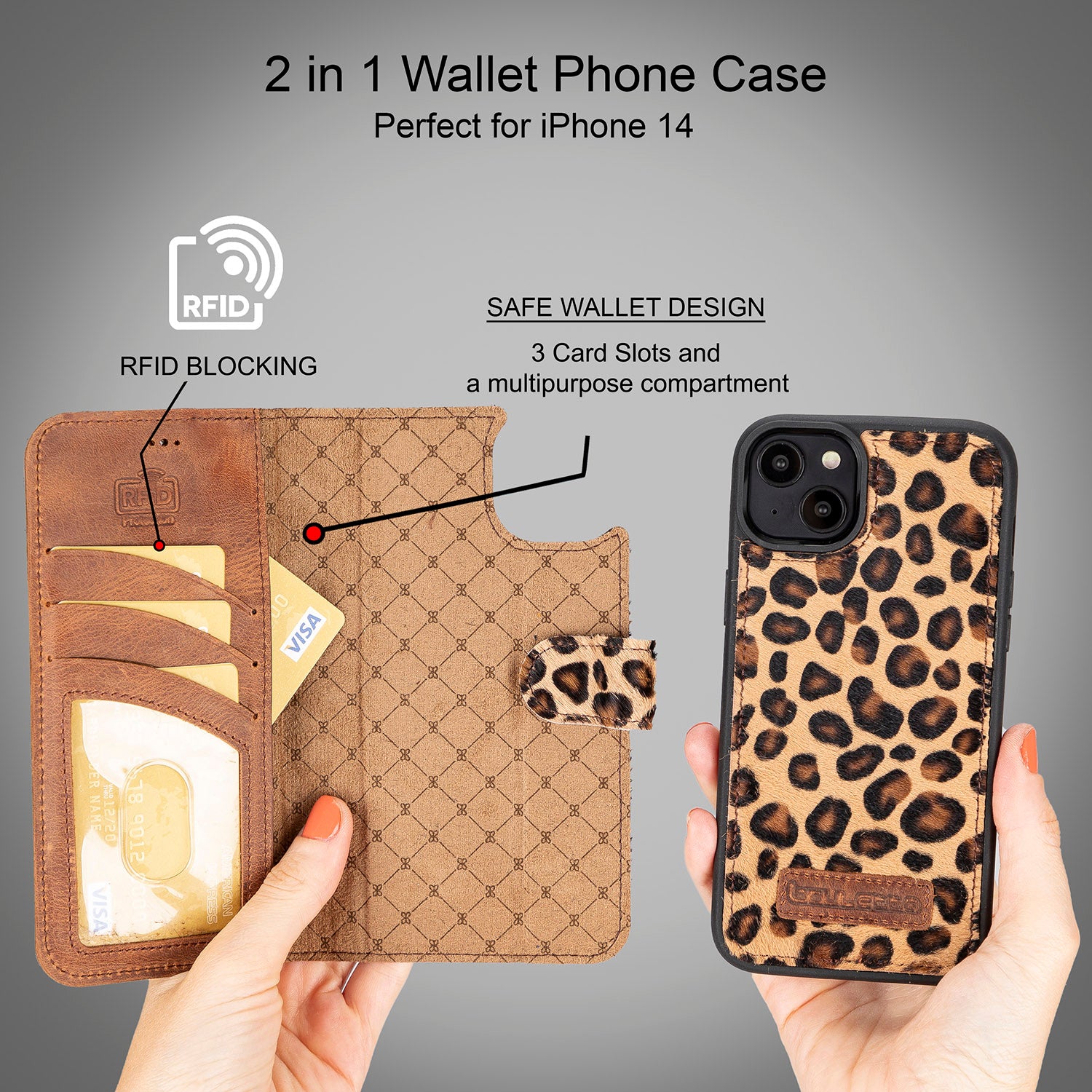 Magic Magnetic Detachable Leather Wallet Case with RFID for iPhone 14 Plus (6.7