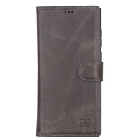 Magic Magnetic Detachable Leather RFID Blocker Wallet Case for Samsung Galaxy S22 Ultra (6.8") - GRAY