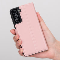 Magic Magnetic Detachable Leather Wallet Case with RFID for Samsung Galaxy S21 5G (6.2") - PINK - saracleather
