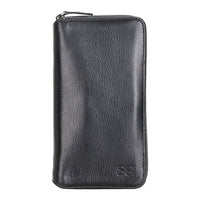 Pouch Magnetic Detachable Leather Wallet Case with RFID for Samsung Galaxy S21 5G (6.2") - BLACK - saracleather