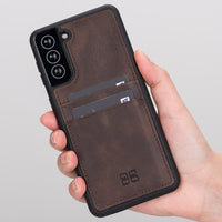 Flex Cover Leather Back Case with Card Holder for Samsung Galaxy S21 5G (6.2") - BROWN - saracleather