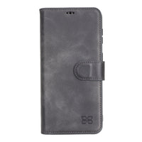 Wallet Folio Leather Case with RFID for Samsung Galaxy S21 5G (6.2") - GRAY - saracleather