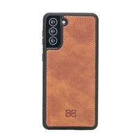 Pouch Magnetic Detachable Leather Wallet Case with RFID for Samsung Galaxy S21 5G (6.2") - TAN - saracleather