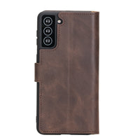 Wallet Folio Leather Case with RFID for Samsung Galaxy S21 5G (6.2") - BROWN - saracleather