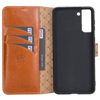 Wallet Folio Leather Case with RFID for Samsung Galaxy S21 Plus 5G (6.7") - EFFECT BROWN - saracleather