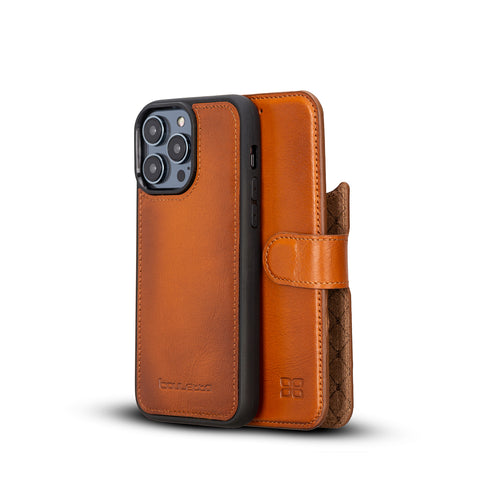 Magic Magnetic Detachable Leather Wallet Case with RFID for iPhone 14 Pro (6.1") - EFFECT TAN