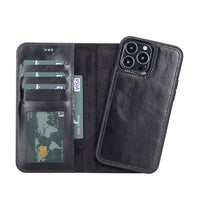 Magic Magnetic Detachable Leather Wallet Case with RFID for iPhone 13 Pro Max (6.7") - BLACK
