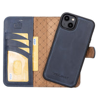 Magic Magnetic Detachable Leather Wallet Case with RFID for iPhone 14 (6.1") - NAVY BLUE