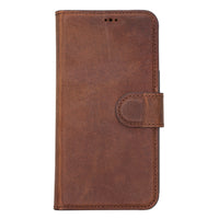 Liluri Magnetic Detachable Leather Wallet Case for iPhone 13 (6.1") - BROWN - saracleather