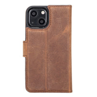 Magic Magnetic Detachable Leather Wallet Case with RFID for iPhone 13 (6.1") - BROWN