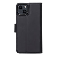 Liluri Magnetic Detachable Leather Wallet Case for iPhone 13 (6.1") - BLACK - saracleather