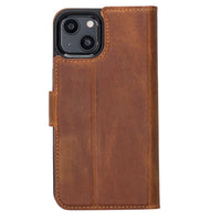 Liluri Magnetic Detachable Leather Wallet Case for iPhone 13 (6.1") - TAN - saracleather