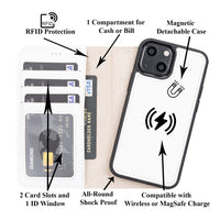 Magic Magnetic Detachable Leather Wallet Case with RFID for iPhone 13 Mini (5.4") - WHITE