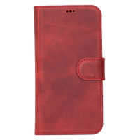 Liluri Magnetic Detachable Leather Wallet Case for iPhone 13 Pro (6.1") - RED - saracleather