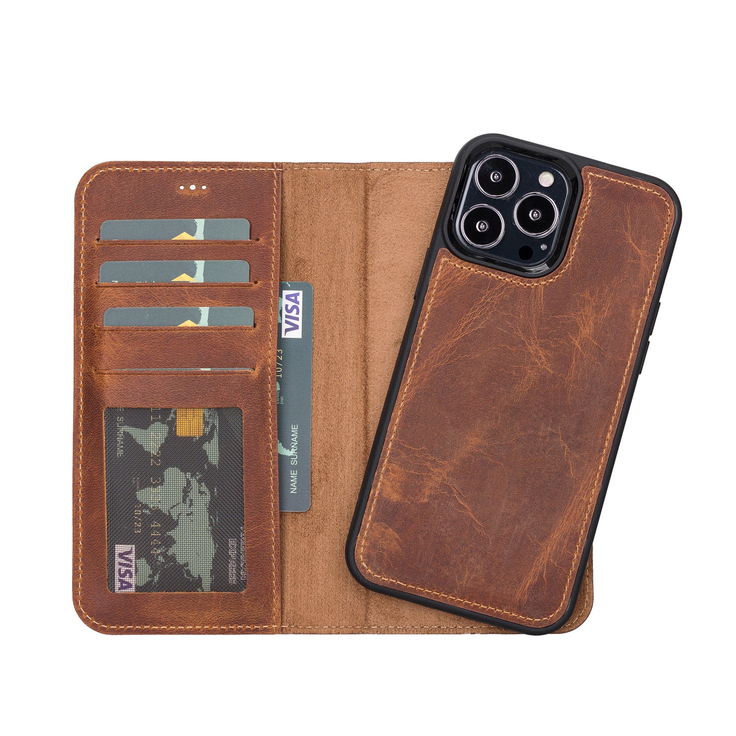 iPhone 13 Pro Max Leather Case - with Detachable Wallet