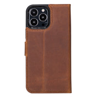 Liluri Magnetic Detachable Leather Wallet Case for iPhone 13 Pro Max (6.7") - TAN - saracleather