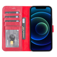 Magic Magnetic Detachable Leather Wallet Case with RFID for iPhone 13 (6.1") - RED