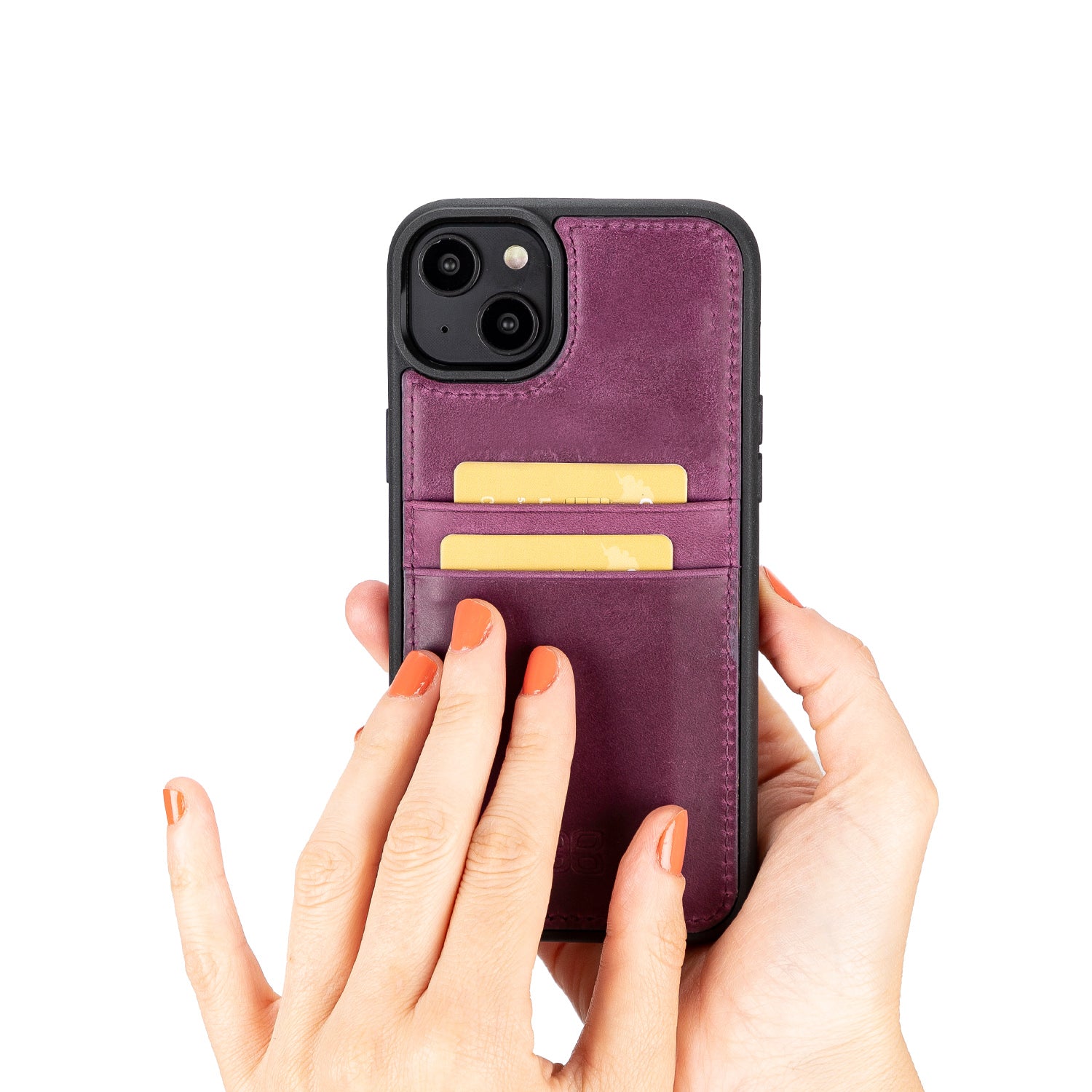 Flex Cover Leather Back Case with Card Holder for iPhone 14 (6.1") - PURPLE