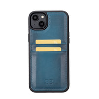 Flex Cover Leather Back Case with Card Holder for iPhone 14 (6.1") - BLUE